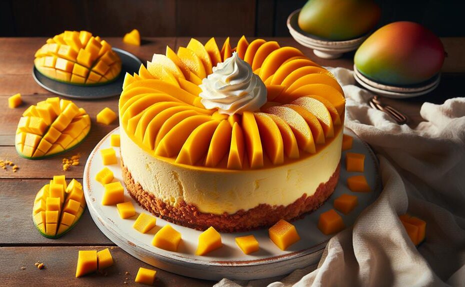mango cheesecake dessert description